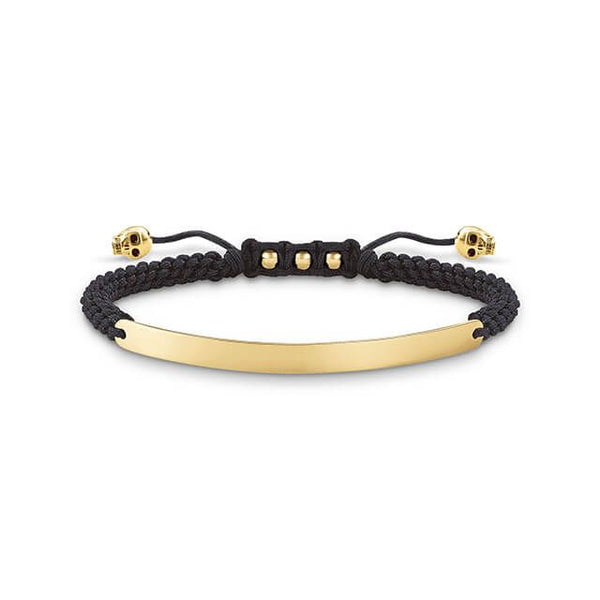Thomas Sabo Yellow Gold Plated Black Nylon Skull Love Bridge