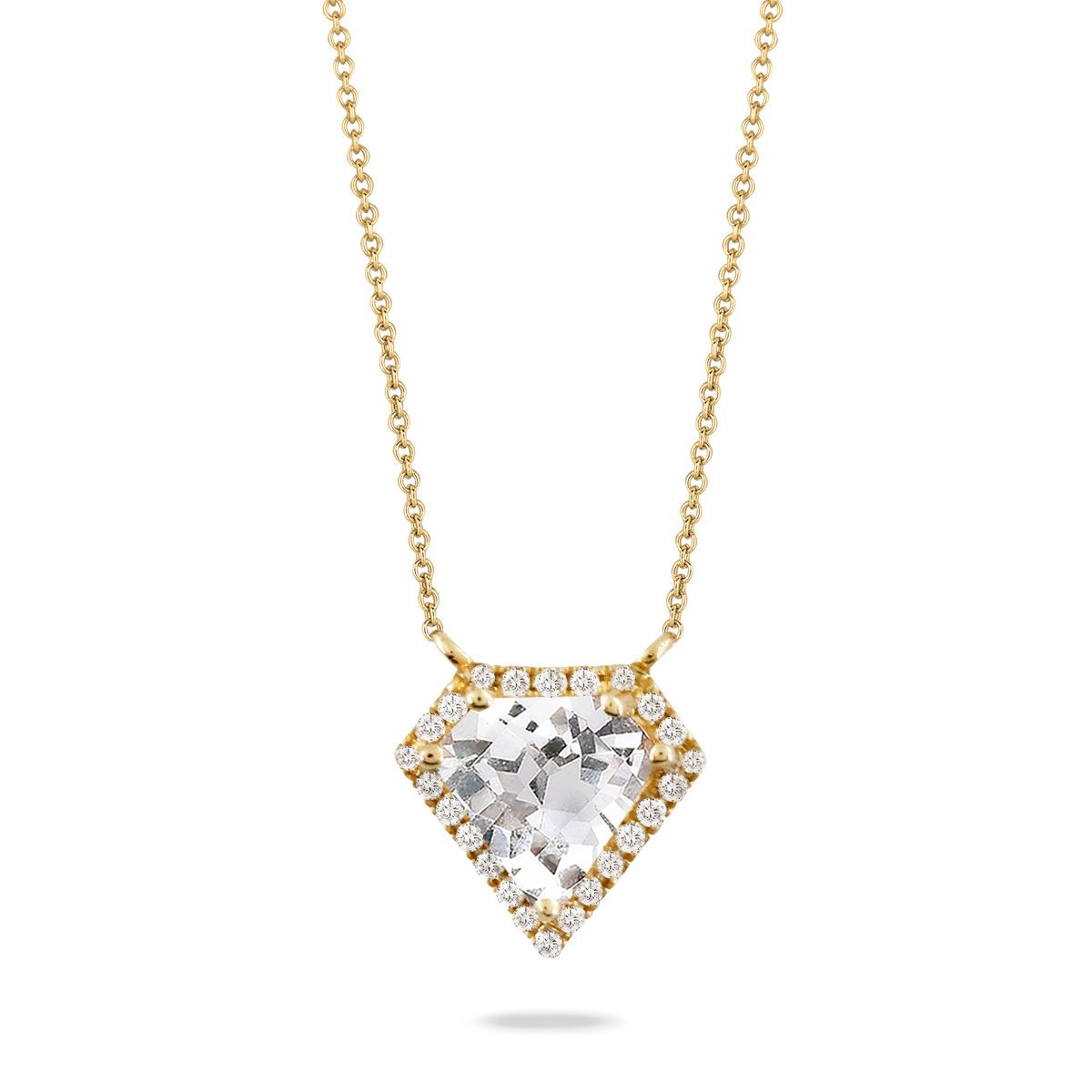 Fine Jewellery Jewellery 14ct Yellow Gold Diamond Cut White Topaz And Diamond Necklace 1416024