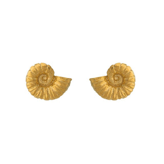 Alex Monroe Yellow Gold Vermeil Ammonite Stud Earrings