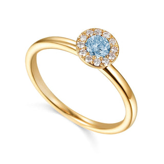 A&s Birthstone Collection 9ct Yellow Gold Aquamarine And Diamond March Birthstone Ring