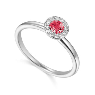 A&s Birthstone Collection 9ct White Gold Pink Tourmaline And Diamond October Birthstone Ring