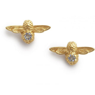 Olivia Burton Yellow Gold Plated Blue Zircon Celebration Stones Bee Earrings - December