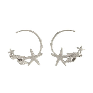 Alex Monroe Silver Starfish And Shells Hoop Earrings