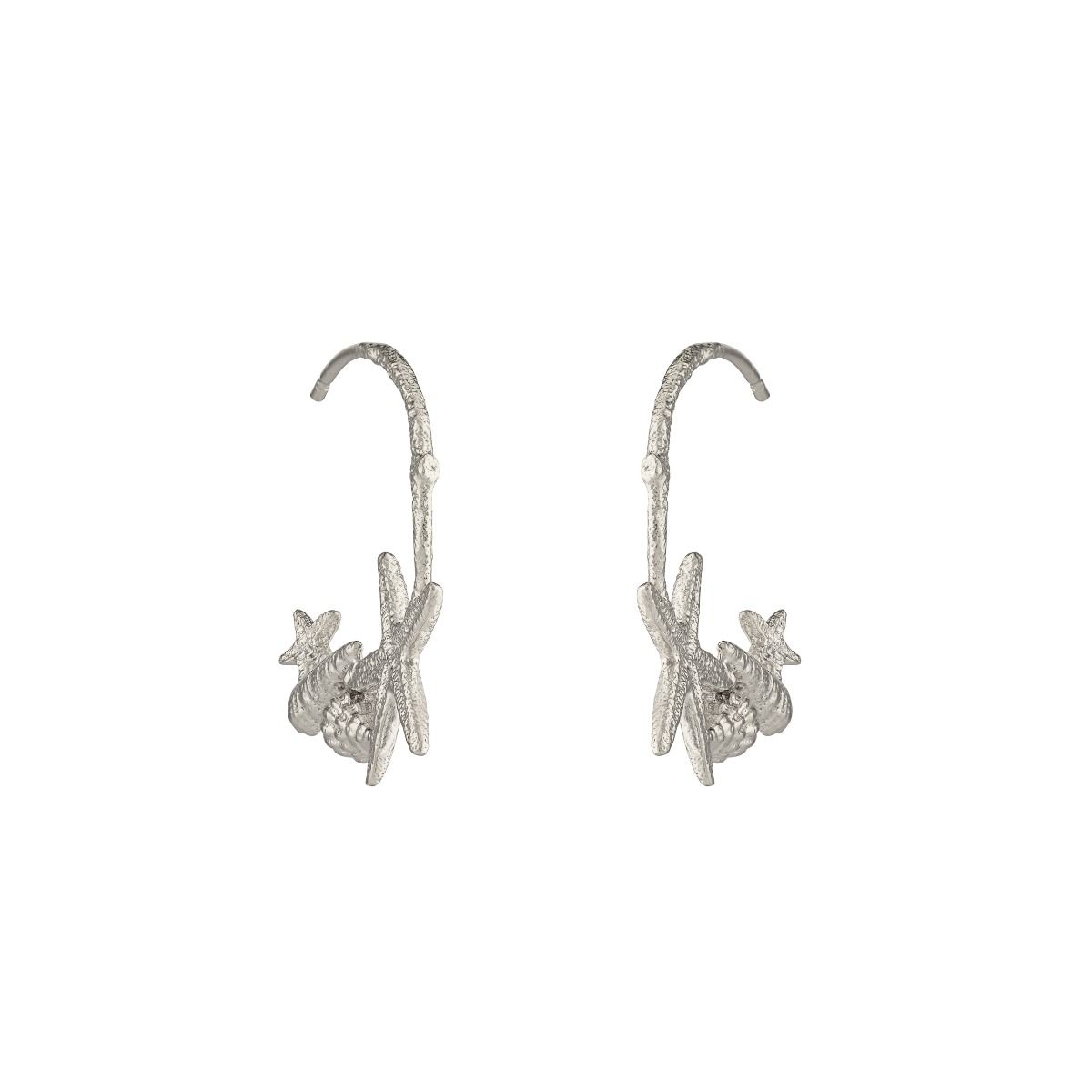 Alex Monroe Silver Starfish And Shells Hoop Earrings Allum Sidaway