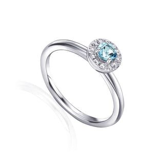 A&s Birthstone Collection 9ct White Gold Aquamarine And Diamond March Birthstone Ring