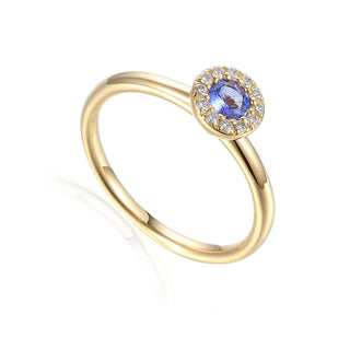 A&s Birthstone Collection 9ct Yellow Gold Tanzanite And Diamond December Birthstone Ring