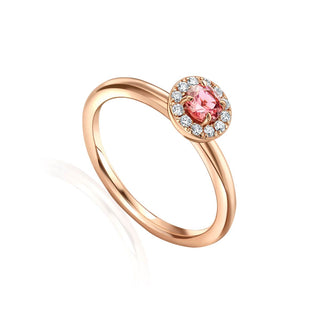 A&s Birthstone Collection 9ct Rose Gold Pink Tourmaline And Diamond October Birthstone Ring