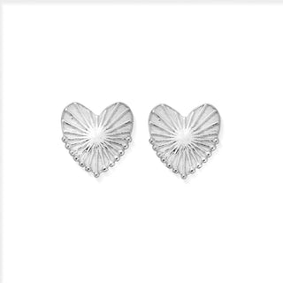 Chlobo Silver Glowing Beauty Heart Stud Earrings
