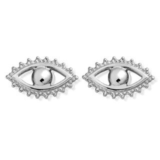 Chlobo Silver Evil Eye Stud Earrings