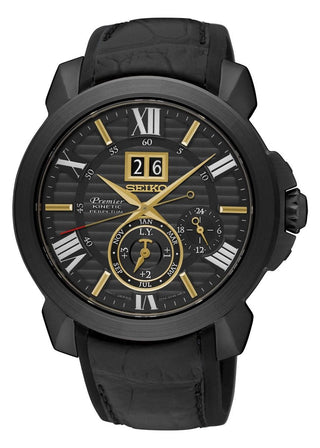 Seiko Premier Gents Novak Djokovic Special Edition Kinetic Quartz Watch With A Black Leather Strap