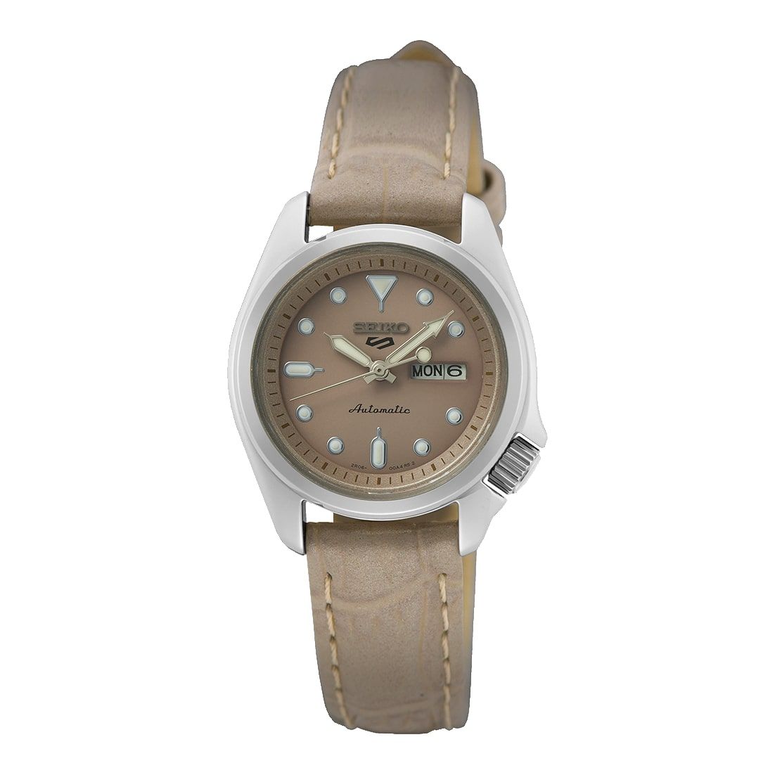 Seiko Sports Ladies Automatic Watch With A Cream Leather Strap