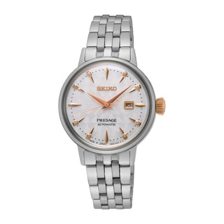 Seiko Presage 30mm White And Rose Automatic Watch