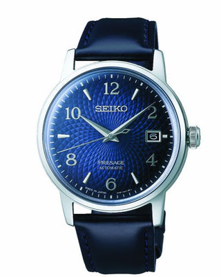 Seiko Presage Gents Automatic Blue Watch With A Leather Strap