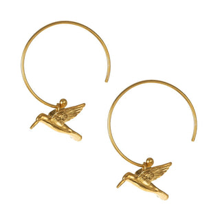 Alex Monroe Yellow Gold Plate Hummingbird Hoop Earrings