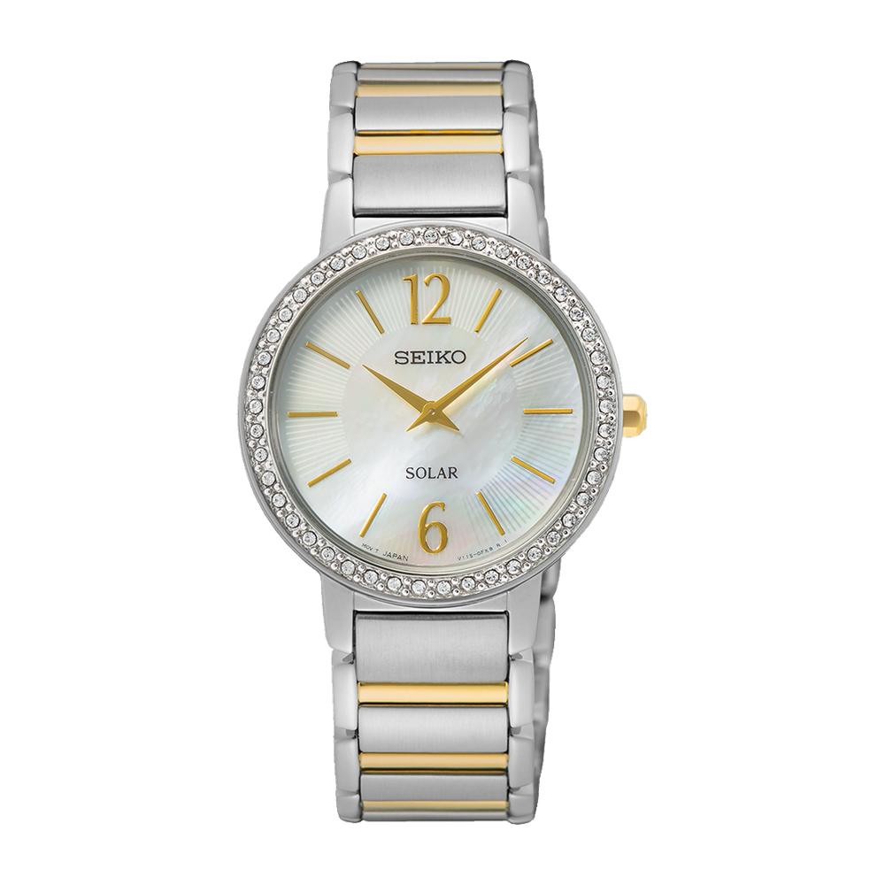 Seiko Ladies Two tone Mother of pearl Solar Watch Allum Sidaway