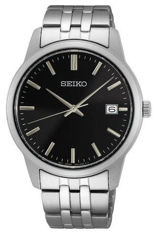 Seiko Gents Stainless Steel Black Quartz Watch