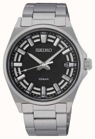 Seiko Gents Stainless Steel Black Quartz Watch