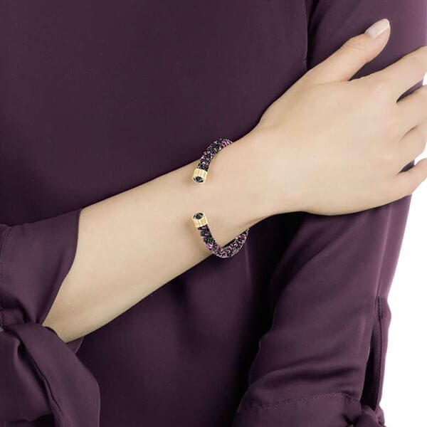 Swarovski Yellow Gold Plated Crystaldust Black Pink Bangle