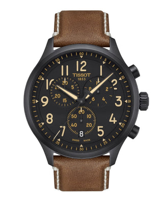 Tissot Gents Chronograph Xl Watch With A Brown Leather Strap