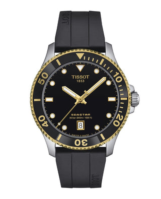 Tissot Seastar 40mm Two Tone Black Rubber Quartz Watch
