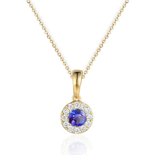 A&s Birthstone Collection 9ct Yellow Gold Tanzanite And Diamond December Birthstone Necklace