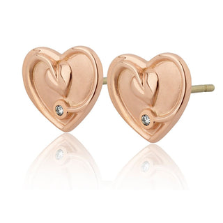 Clogau 9ct Rose Gold Tree Of Life Diamond Heart Stud Earrings