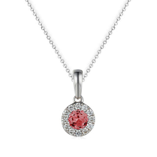 A&s Birthstone Collection 9ct White Gold Pink Tourmaline And Diamond October Birthstone Necklace