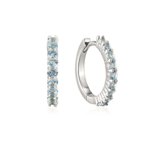 A&s Ear Styling Collection 14ct White Gold Aquamarine Single Hoop Earring