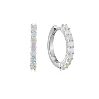 A&s Ear Styling Collection 14ct White Gold Opal Single Hoop Earring