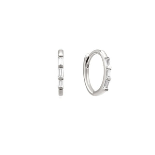 A&s Ear Styling Collection 14ct White Gold Diamond 3 Stone Single Hoop Earring