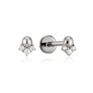 A&s Ear Styling Collection 14ct White Gold Triple Diamond Ball Single Stud Earring