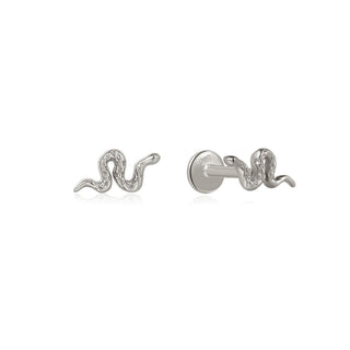 A&s Ear Styling Collection 14ct White Gold Snake Single Stud Earring