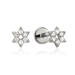 A&s Ear Styling Collection 14ct White Gold Diamond Star Single Stud Earring
