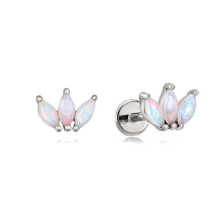 A&s Ear Styling Collection 14ct White Gold Marquis Opal Fan Single Stud Earring