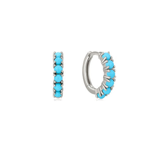 A&s Ear Styling Collection 14ct White Gold Turquoise Single Hoop Earring