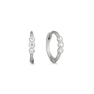 A&s Ear Styling Collection 14ct White Gold Diamond 3 Stone Single Hoop Earring