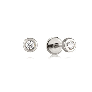 A&s Ear Styling Collection 14ct White Gold Diamond Rub-over Single Stud Earring