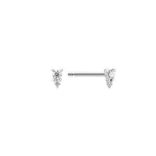 A&s Ear Styling Collection 14ct White Gold Double Diamond Single Drop Earring