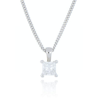 A&s Engagement Collection 18ct White Gold 0.30ct Princess Cut Diamond Solitaire Necklace