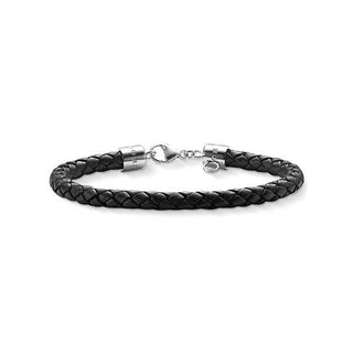 Thomas Sabo Silver & Black Leather Charm Bracelet - 21cm