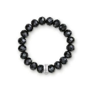 Thomas Sabo Silver & Black Obsidian Charm Club Bracelet - 16.5cms