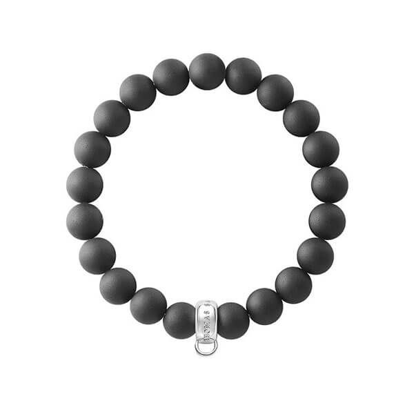 Thomas Sabo Silver Black Obsidian Charm Club Bracelet